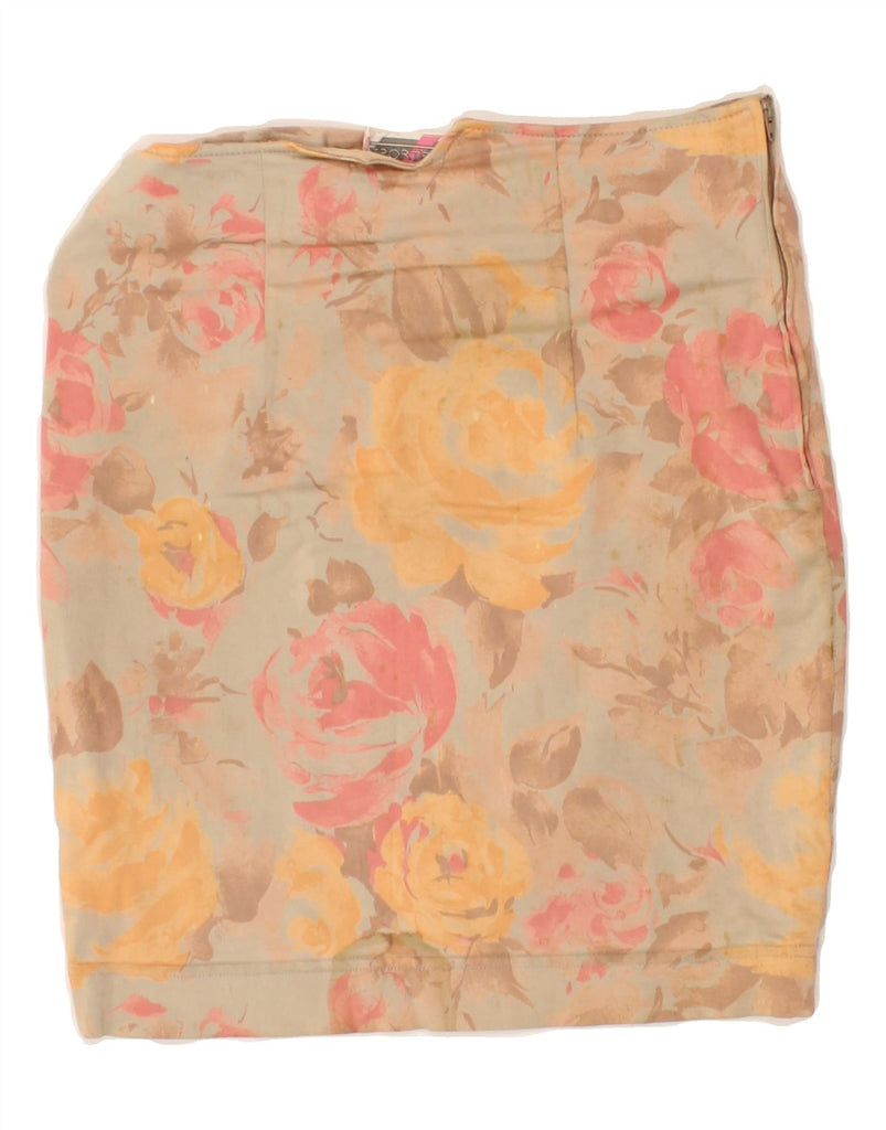 SPORT STAFF Womens High Waist Pencil Skirt Large W27  Beige Floral Viscose Vintage Sport Staff and Second-Hand Sport Staff from Messina Hembry 