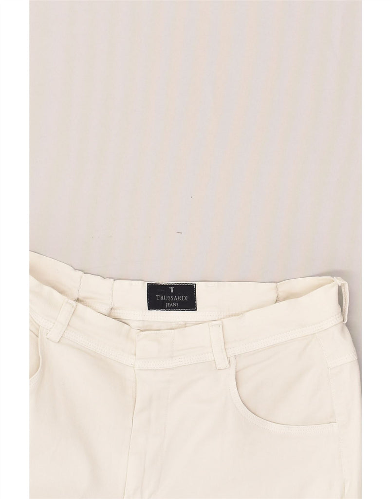 TRUSSARDI Womens Slim Casual Trousers IT 48 Medium W30 L28 White Cotton | Vintage Trussardi | Thrift | Second-Hand Trussardi | Used Clothing | Messina Hembry 