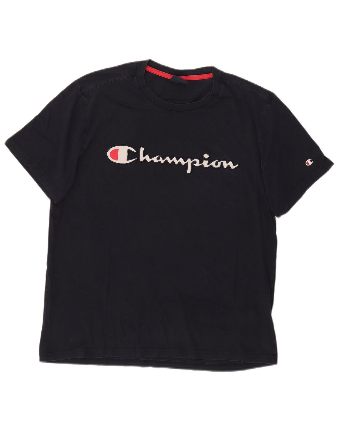 Champion Mens Graphic T-Shirt Top Large Navy Blue Cotton
