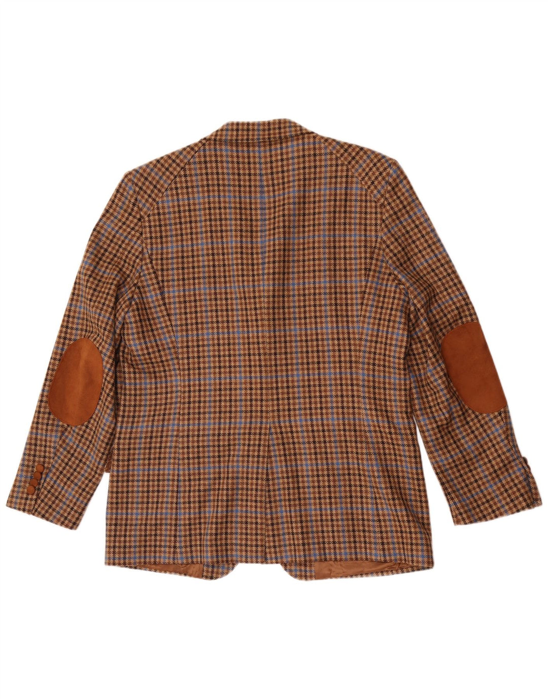 Bostonian Mens 3 Button Blazer Jacket IT 52 XL Brown Houndstooth Wool