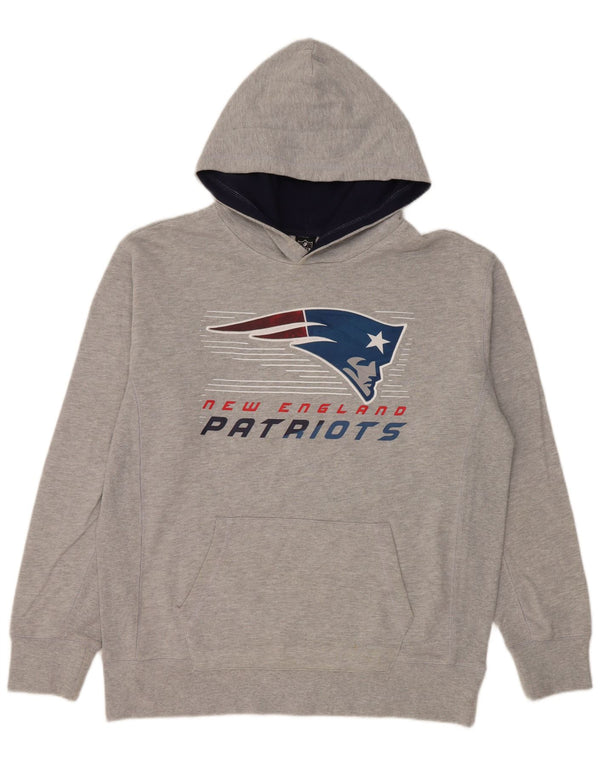 NFL Mens Patriots Graphic Hoodie Jumper Large Grey Cotton