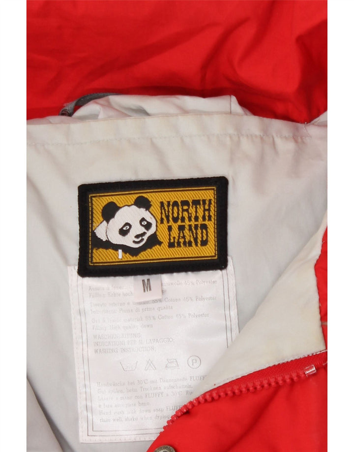 North Land Mens Hooded Padded Jacket UK 38 Medium Red Cotton