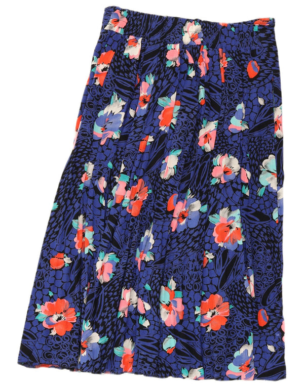 LIBRA Womens Midi Skirt UK 14 Medium W30  Blue Floral Viscose