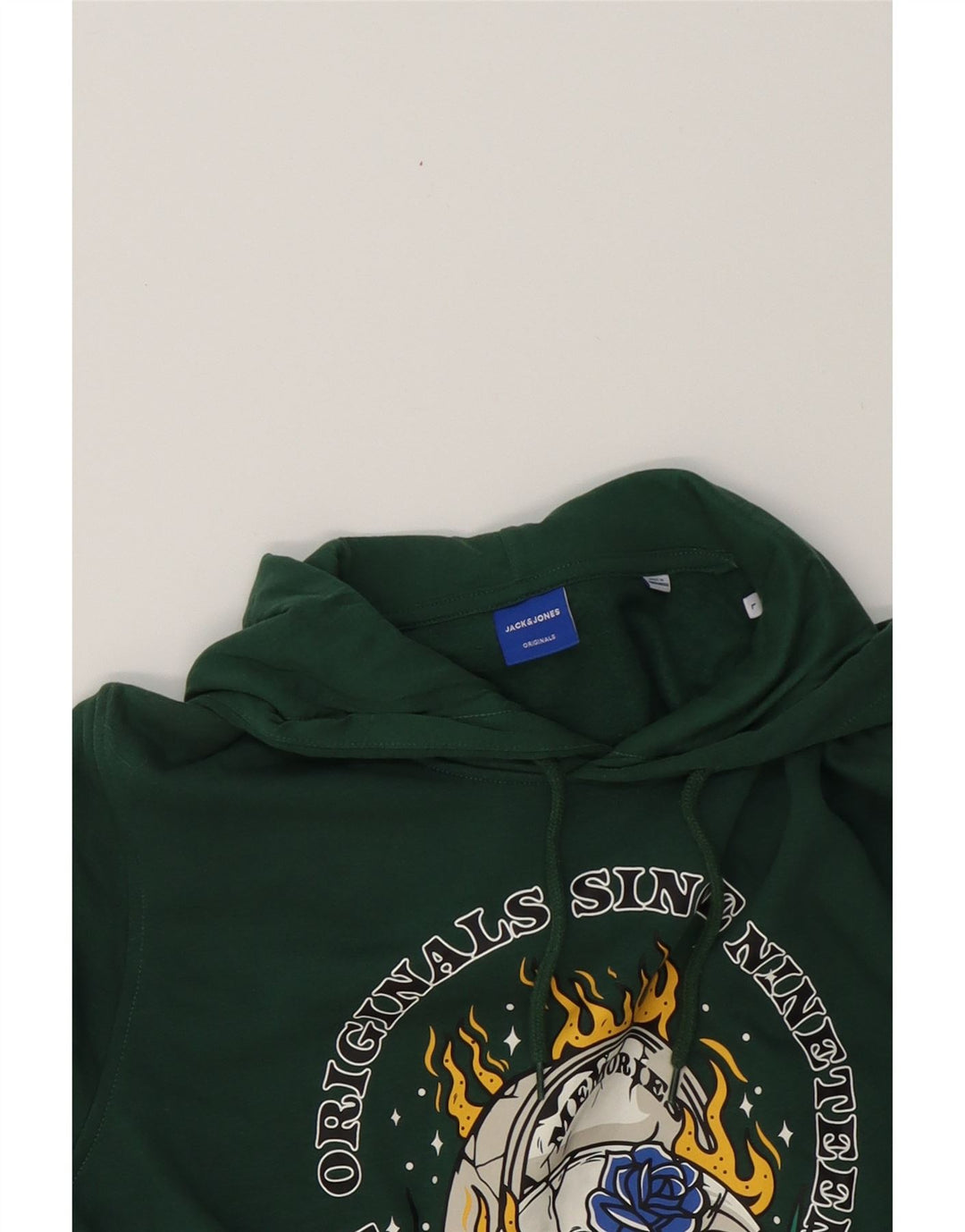 JACK & JONES Mens Graphic Hoodie Jumper Large Green Cotton Vintage Jack & Jones and Second-Hand Jack & Jones from Messina Hembry 