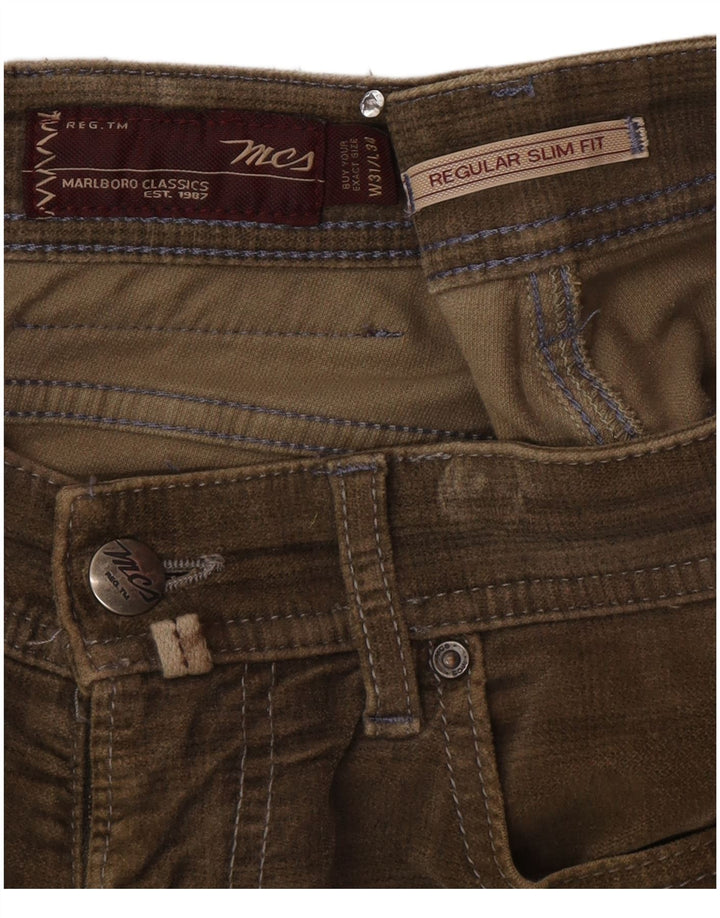 Marlboro Classics Mens Regular Slim Fit Casual Trousers W31 L34 Brown