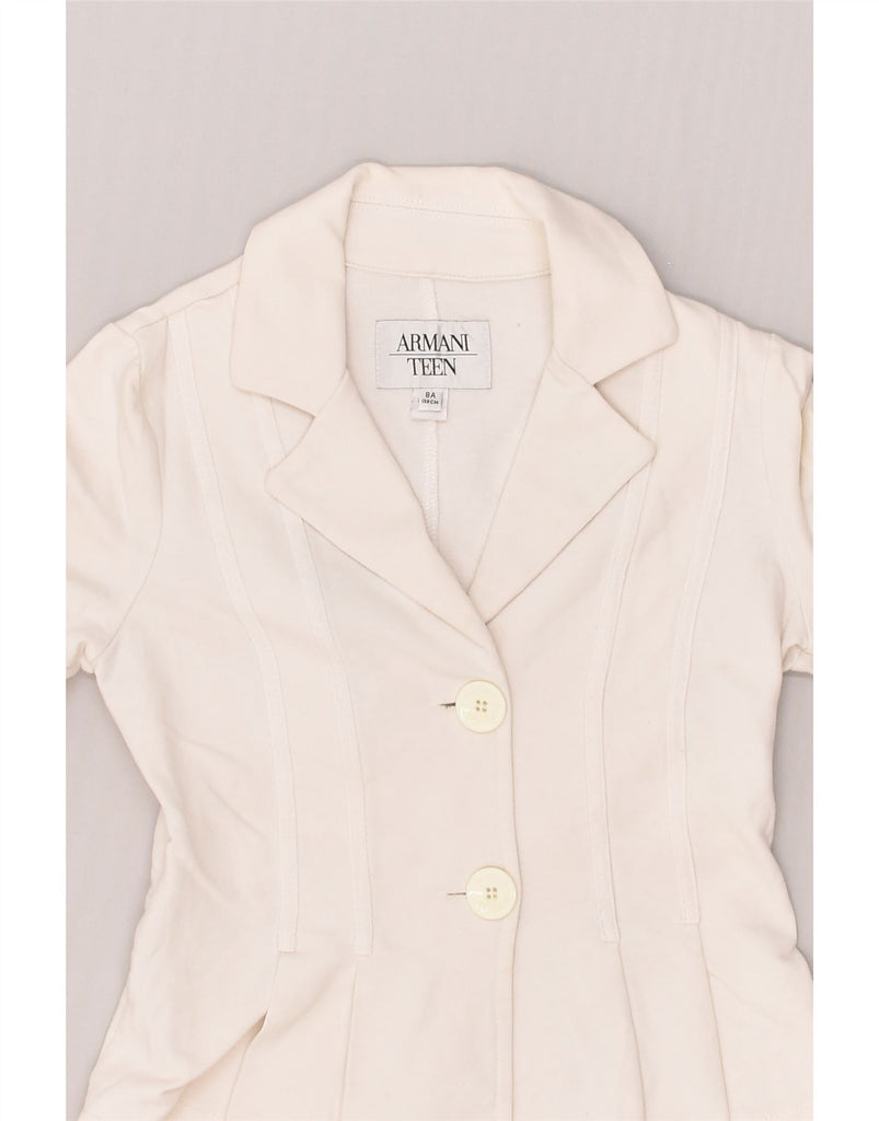 ARMANI JUNIOR Girls 2 Button Blazer Jacket 7-8 Years White | Vintage Armani Junior | Thrift | Second-Hand Armani Junior | Used Clothing | Messina Hembry 