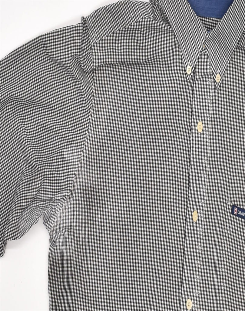 CHAPS Mens Easy Care Shirt Large Black Gingham Cotton | Vintage | Thrift | Second-Hand | Used Clothing | Messina Hembry 