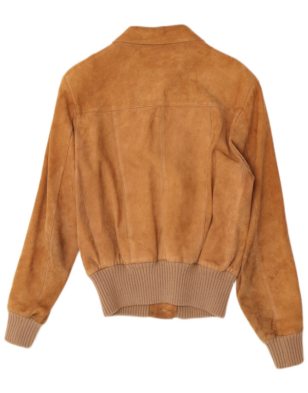 Vintage Mens Bomber Suede Jacket IT 48 Medium Beige
