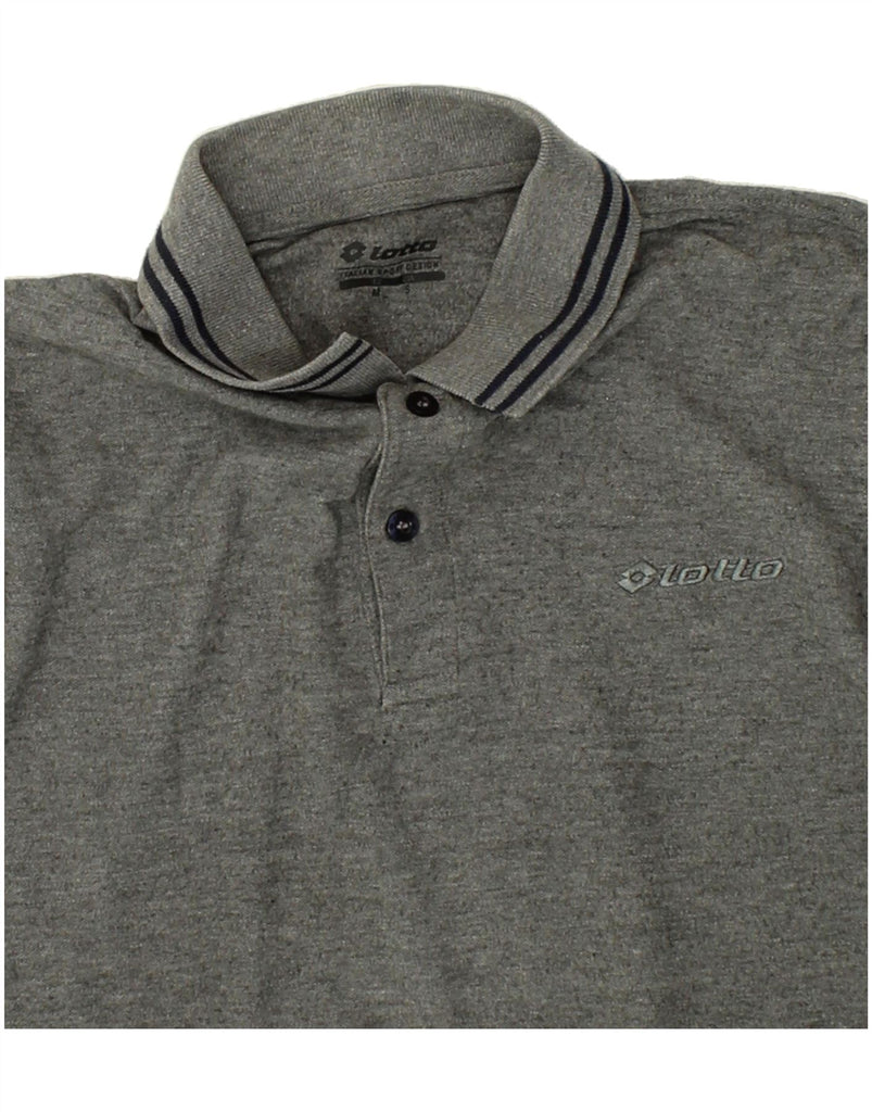 LOTTO Mens Long Sleeve Polo Shirt Medium Grey Flecked Cotton | Vintage Lotto | Thrift | Second-Hand Lotto | Used Clothing | Messina Hembry 