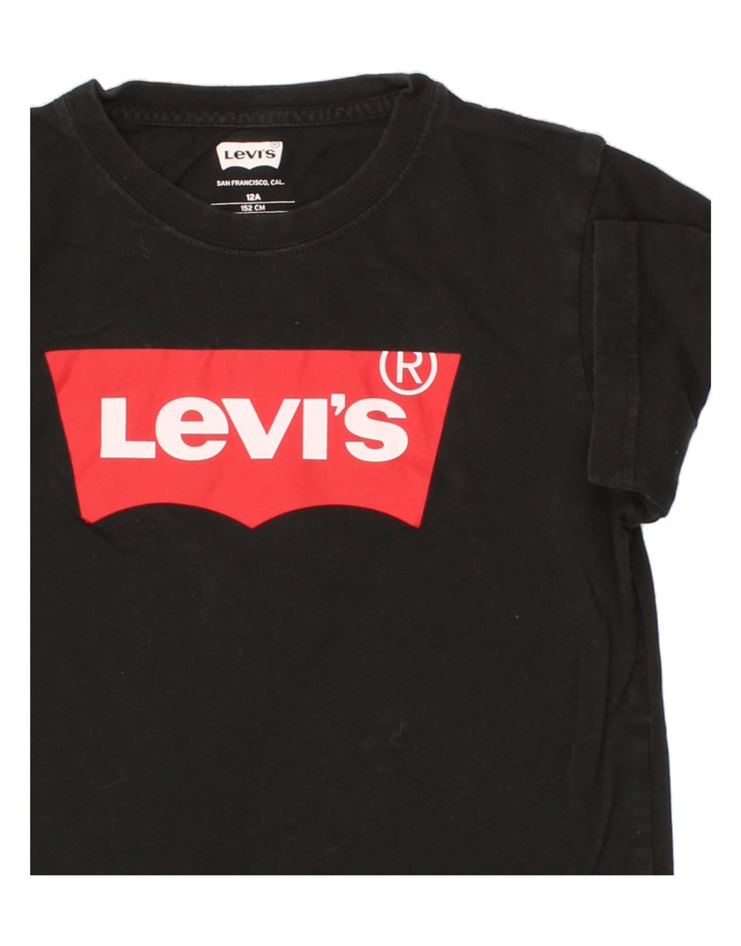 LEVI'S Boys Graphic T-Shirt Top 11-12 Years Black Vintage Levi's and Second-Hand Levi's from Messina Hembry 