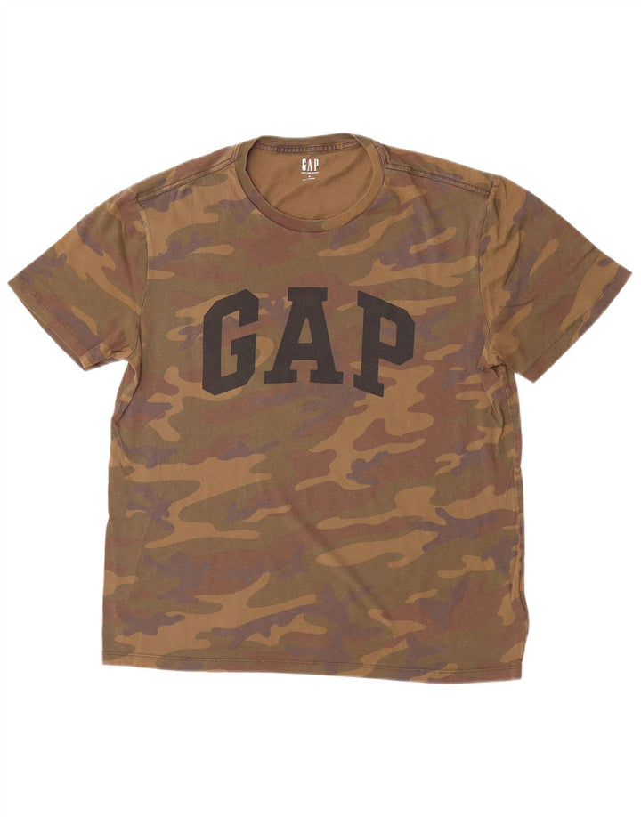 Gap Mens Graphic T-Shirt Top Medium Brown Camouflage Cotton