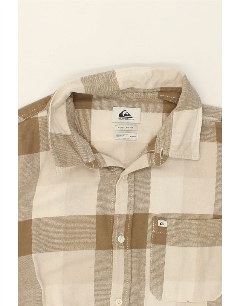 QUIKSILVER Mens Regular Fit Shirt Medium Beige Check | Vintage Quiksilver | Thrift | Second-Hand Quiksilver | Used Clothing | Messina Hembry 