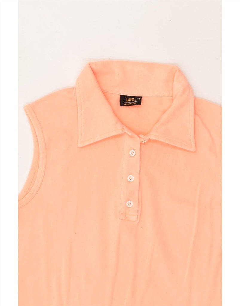 LEE Womens Sleeveless Polo Shirt UK 12 Medium Orange Cotton | Vintage Lee | Thrift | Second-Hand Lee | Used Clothing | Messina Hembry 