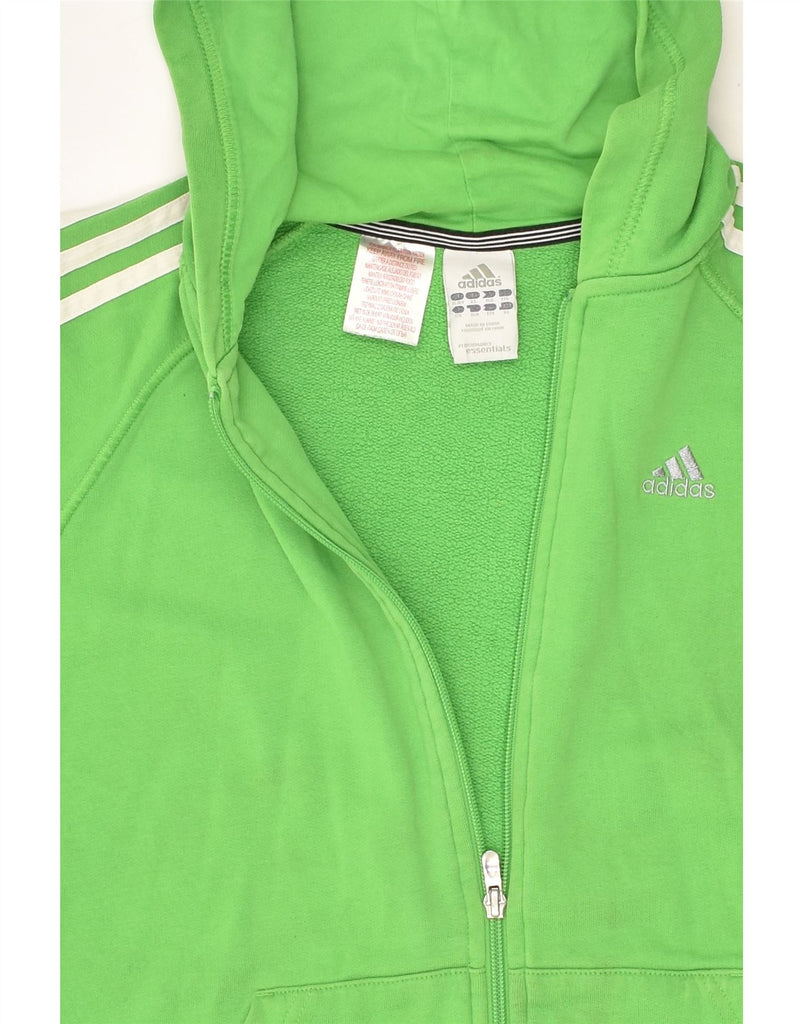 ADIDAS Boys Zip Hoodie Sweater 15-16 Years Green Cotton | Vintage Adidas | Thrift | Second-Hand Adidas | Used Clothing | Messina Hembry 