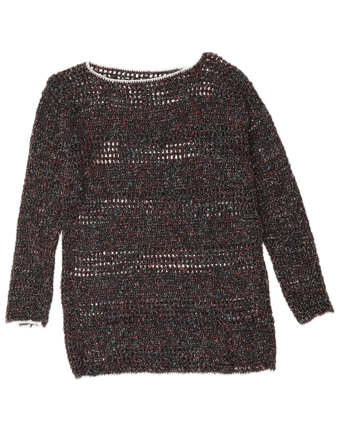 VINTAGE Womens Boat Neck Jumper Sweater UK 12 Medium Multicoloured Flecked