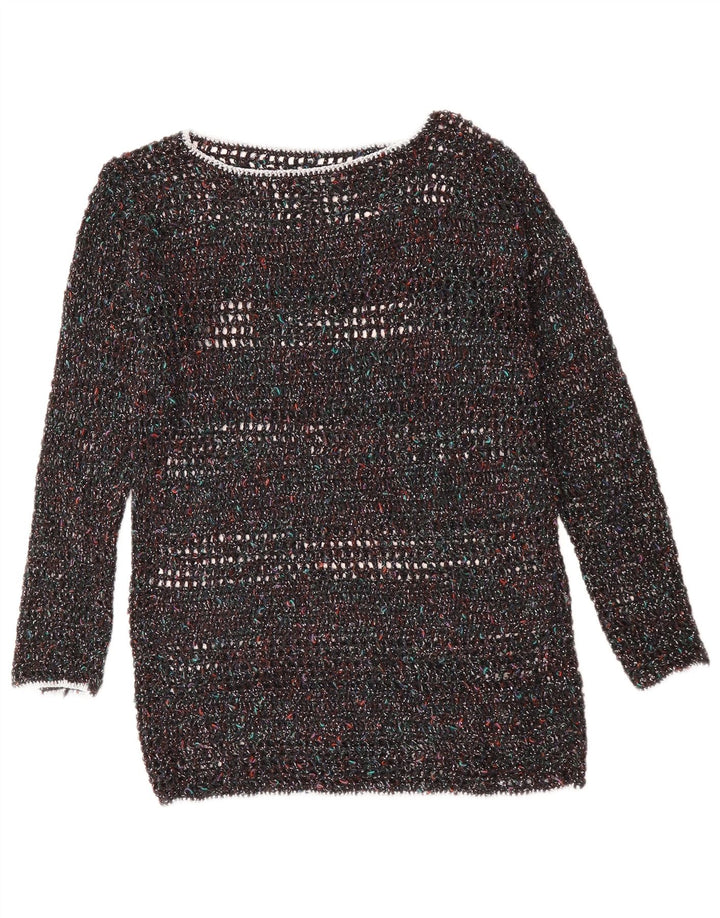 VINTAGE Womens Boat Neck Jumper Sweater UK 12 Medium Multicoloured Flecked