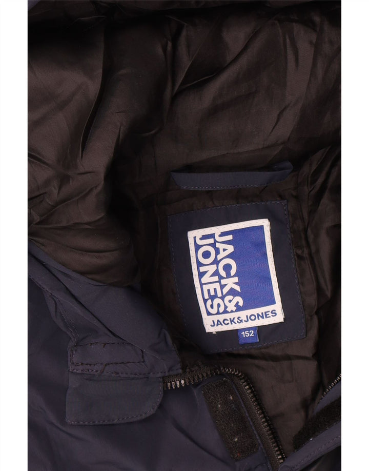 Jack & Jones Boys Graphic Hooded Padded Jacket 11-12 Years Navy Blue