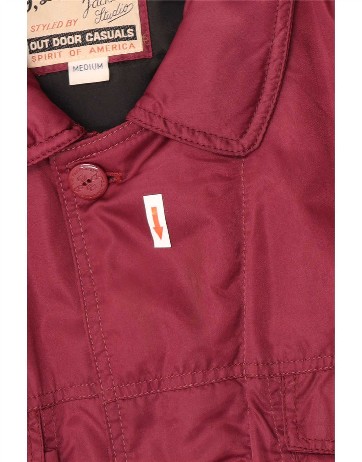 Vintage Mens Padded Bomber Jacket UK 38 Medium Burgundy Nylon