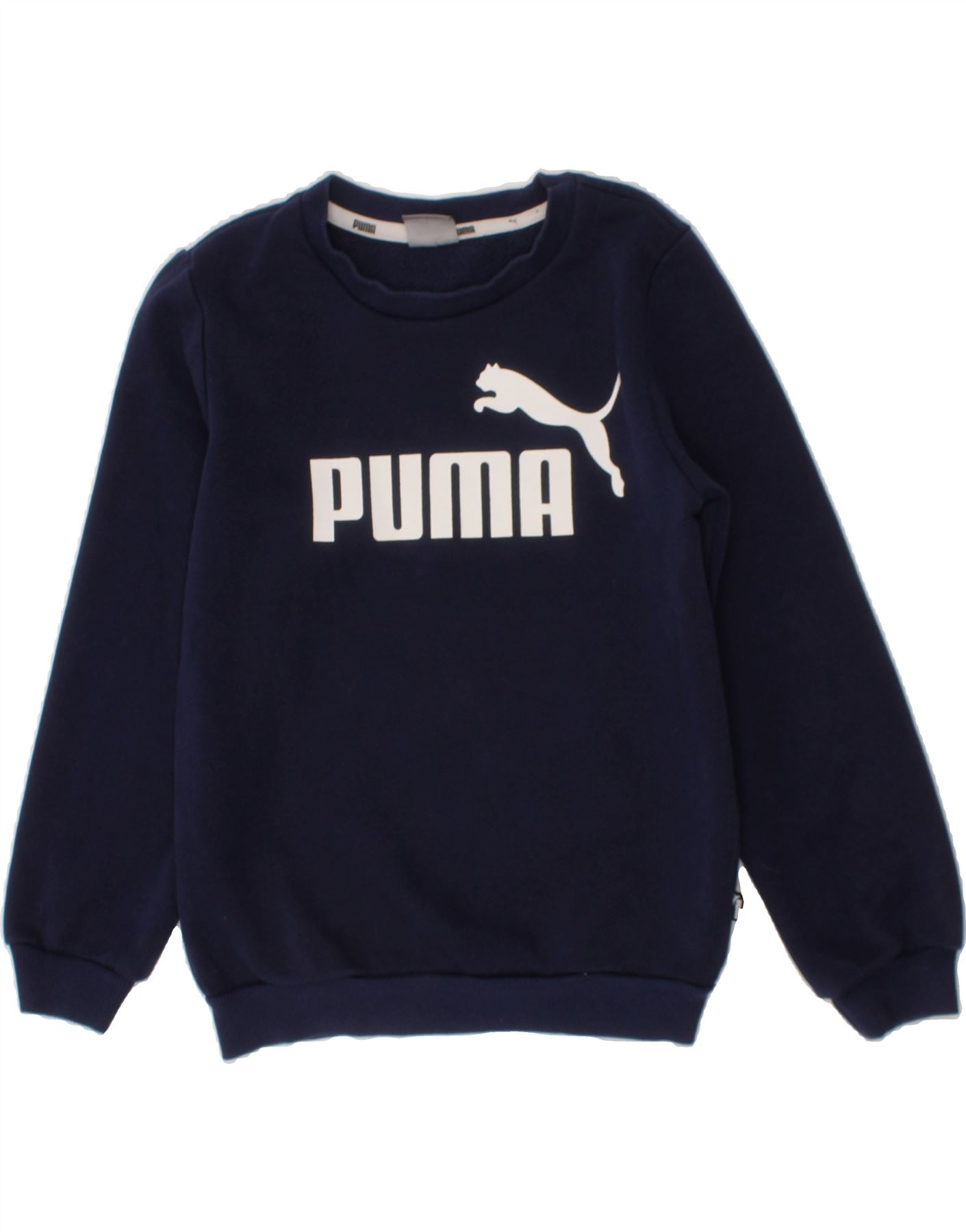 PUMA Boys Graphic Sweatshirt Jumper 5-6 Years Navy Blue Cotton