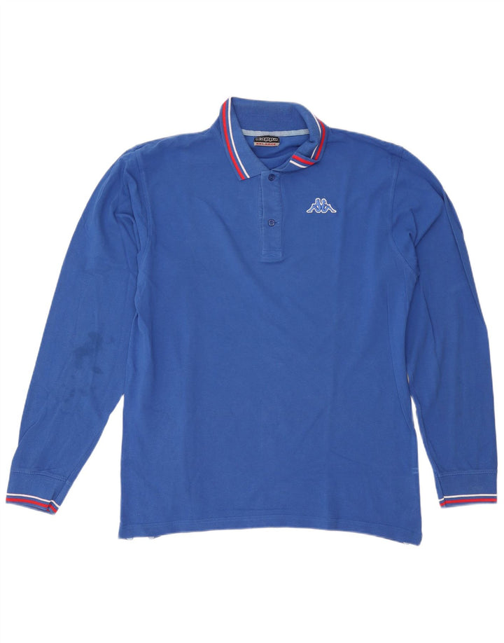 Kappa Mens Long Sleeve Polo Shirt 2XL Blue Cotton