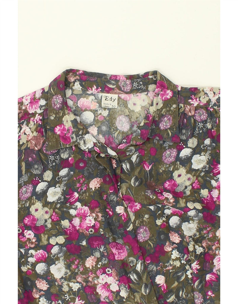 VINTAGE Womens Shirt IT 50 XL Grey Floral Vintage Vintage and Second-Hand Vintage from Messina Hembry 