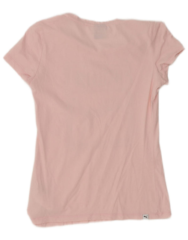 Puma Womens Graphic T-Shirt Top UK 8 Small Pink Cotton