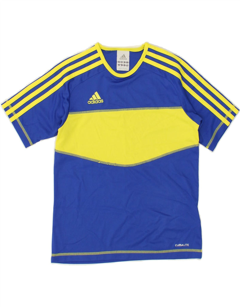 ADIDAS Boys T-Shirt Top 13-14 Years 2XS Blue Colourblock Polyester | Vintage Adidas | Thrift | Second-Hand Adidas | Used Clothing | Messina Hembry 