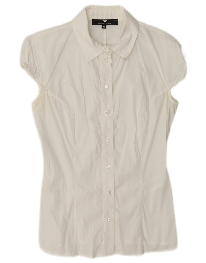Elisabetta Franchi Womens Short Sleeve Shirt Blouse IT 40 Small White