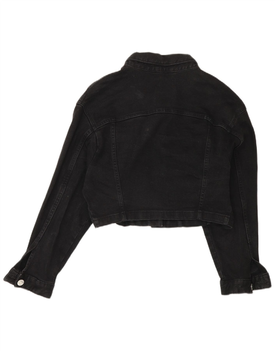 Zara Womens Crop Oversized Denim Jacket UK 14 Medium Black