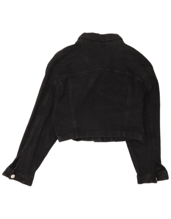 Zara Womens Crop Oversized Denim Jacket UK 14 Medium Black