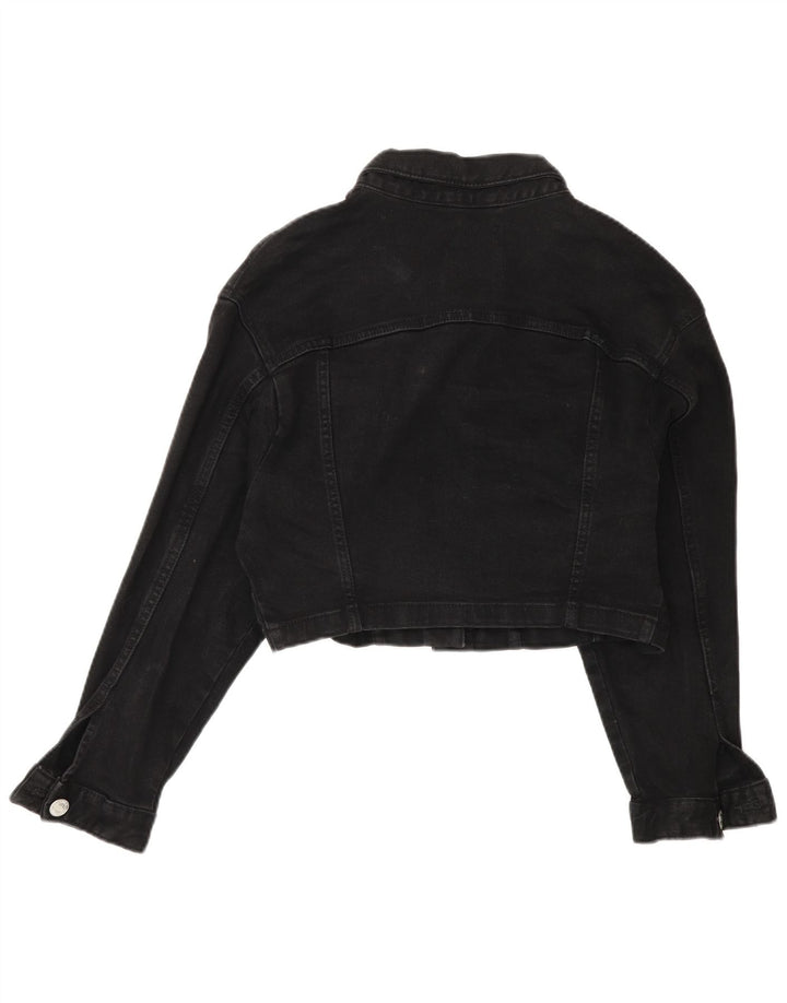 Zara Womens Crop Oversized Denim Jacket UK 14 Medium Black