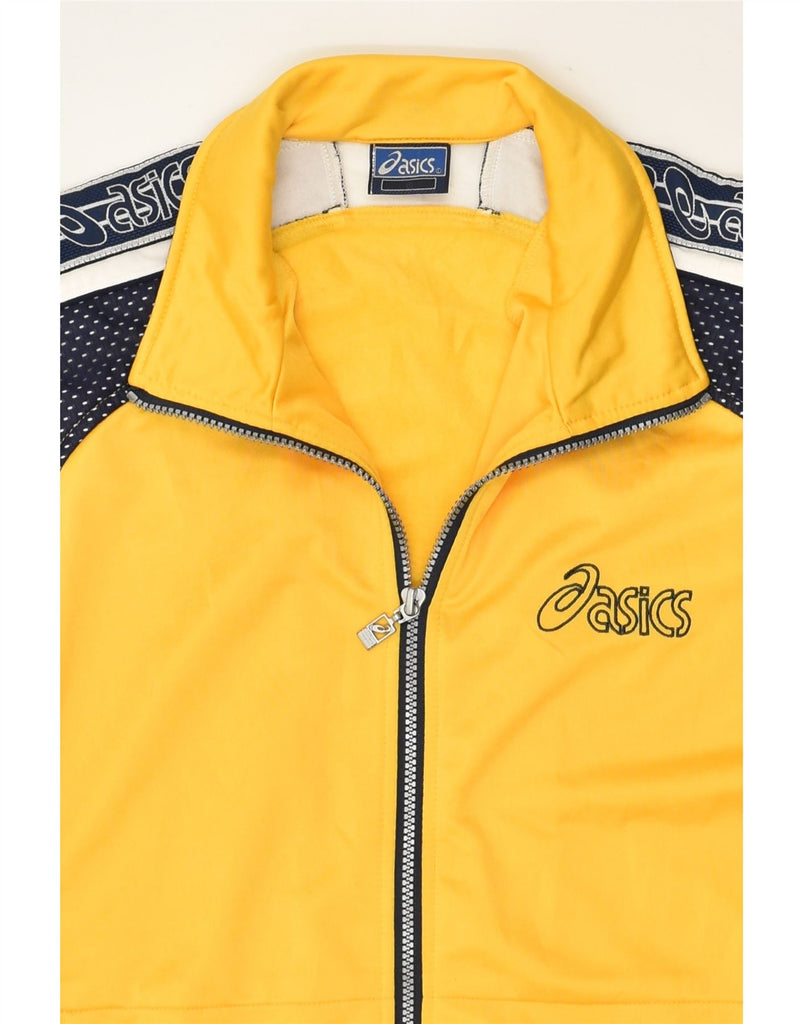 ASICS Mens Tracksuit Top Jacket Small Yellow Colourblock Polyester | Vintage Asics | Thrift | Second-Hand Asics | Used Clothing | Messina Hembry 