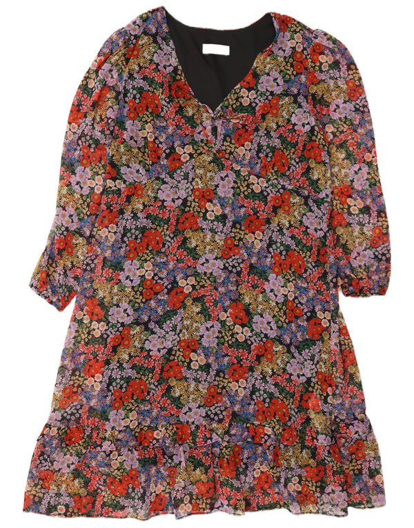 Wallis Womens Long Sleeve Tiered Dress UK 18 XL Multicoloured Floral