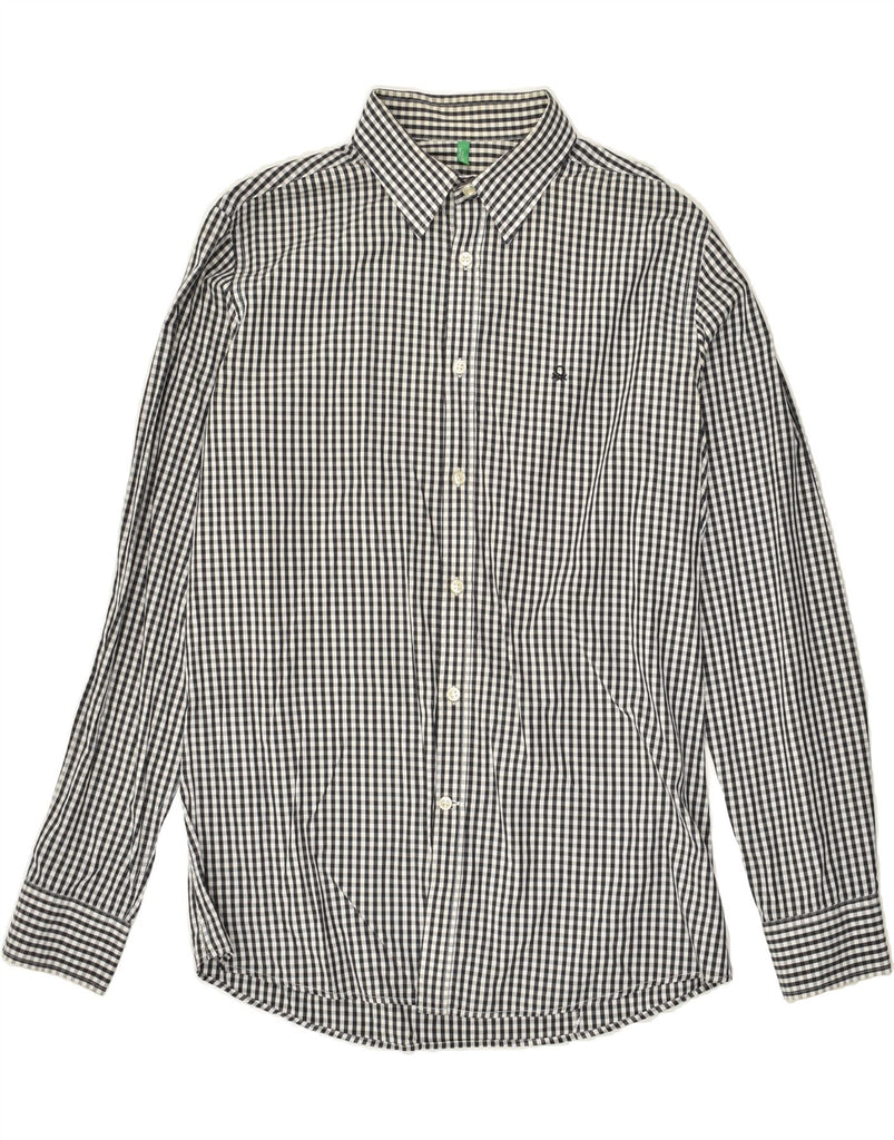 BENETTON Mens Shirt Medium Black Gingham | Vintage Benetton | Thrift | Second-Hand Benetton | Used Clothing | Messina Hembry 