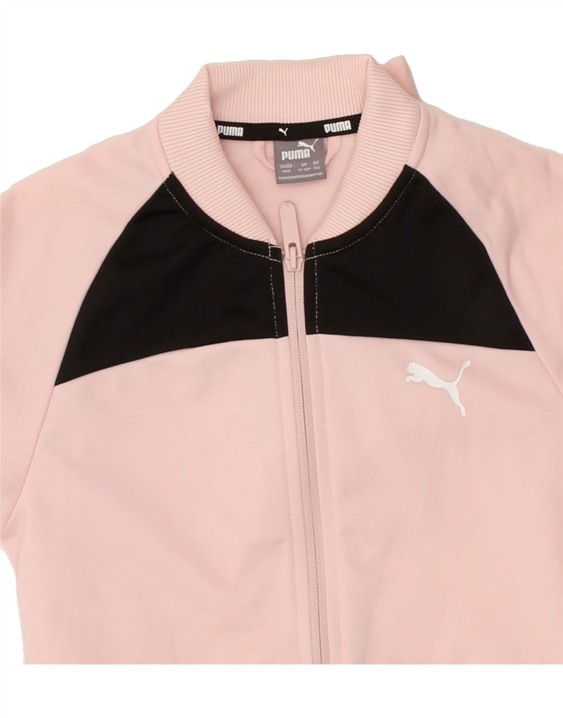 PUMA Girls Tracksuit Top Jacket 11-12 Years Pink Colourblock Polyester | Vintage Puma | Thrift | Second-Hand Puma | Used Clothing | Messina Hembry 