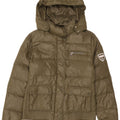 Champion Womens Hooded Padded Jacket UK 14 Medium Khaki Polyester