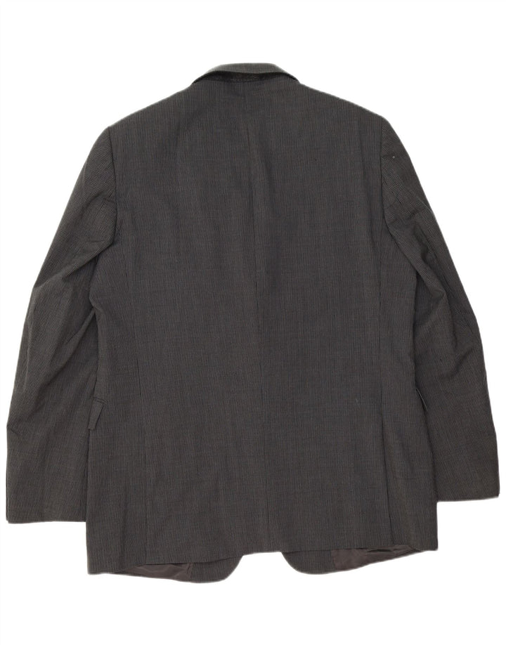JAEGER Mens 2 Button Blazer Jacket UK 44 2XL Grey Pinstripe Polyester