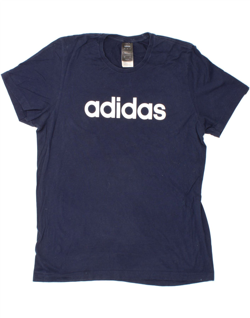 ADIDAS Mens Graphic T-Shirt Top Large Navy Blue Cotton Vintage Adidas and Second-Hand Adidas from Messina Hembry 