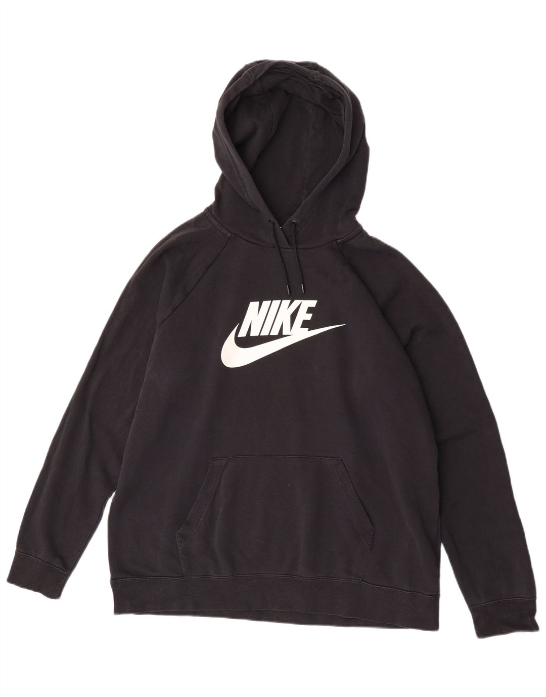 Nike Womens Graphic Hoodie Jumper UK 18 XL Black Polyester