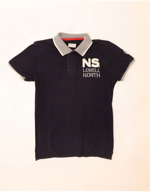 North Sails Mens Graphic Rugby Polo Shirt Large Navy Blue Colourblock