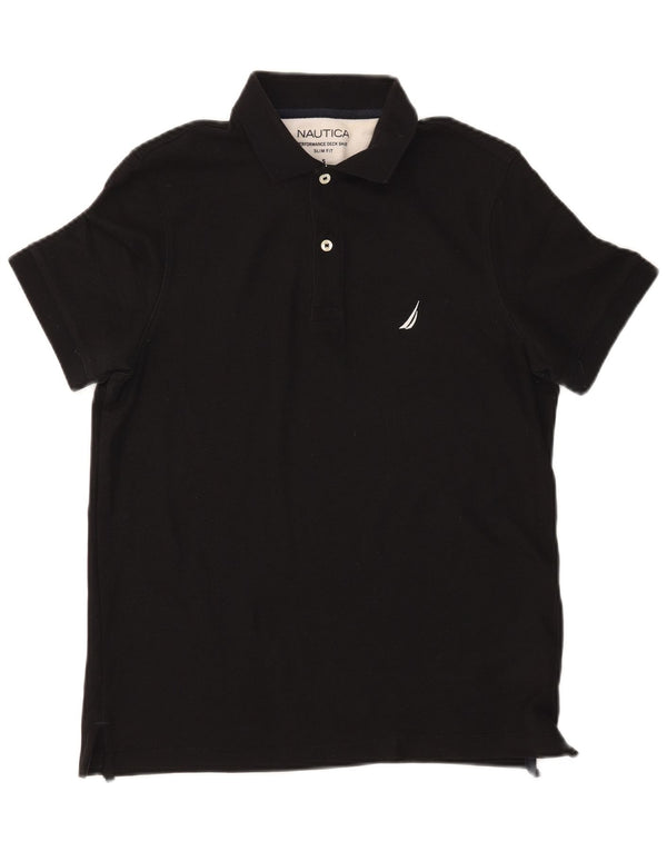 NAUTICA Mens Slim Fit Polo Shirt Small Black Cotton