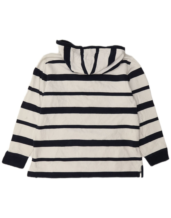 Ralph Lauren Womens Hoodie Jumper UK 14 Medium White Striped Cotton