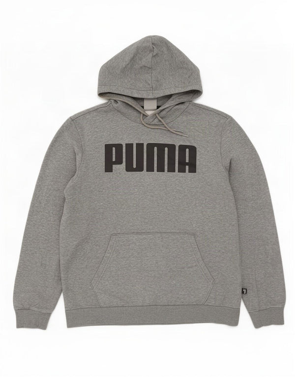 Puma Mens Graphic Hoodie Jumper Medium Grey Flecked Cotton