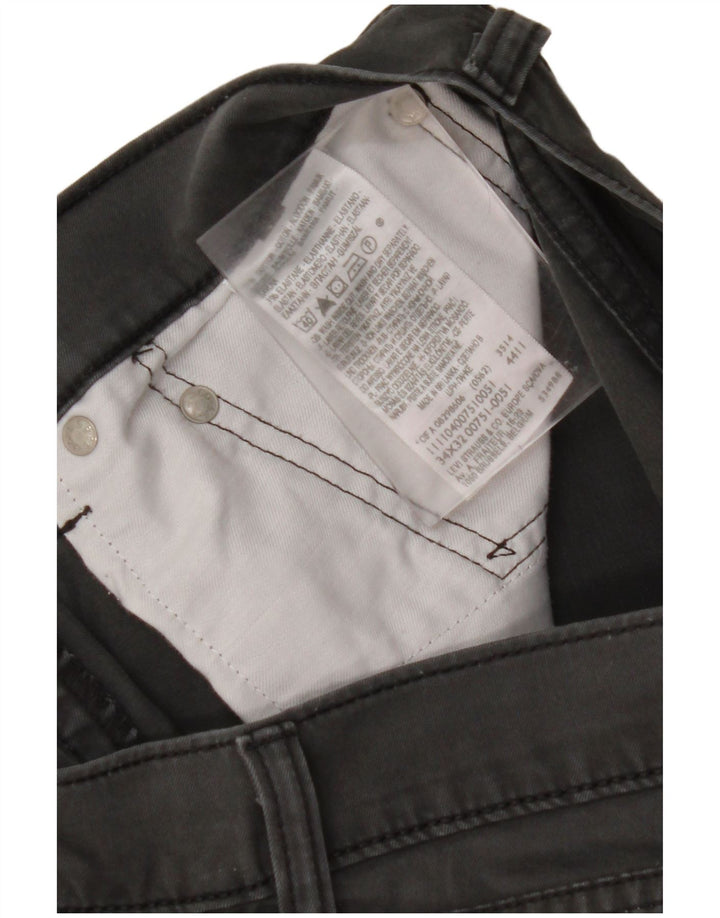 LEVI'S Mens Straight Casual Trousers W34 L32 Grey Cotton