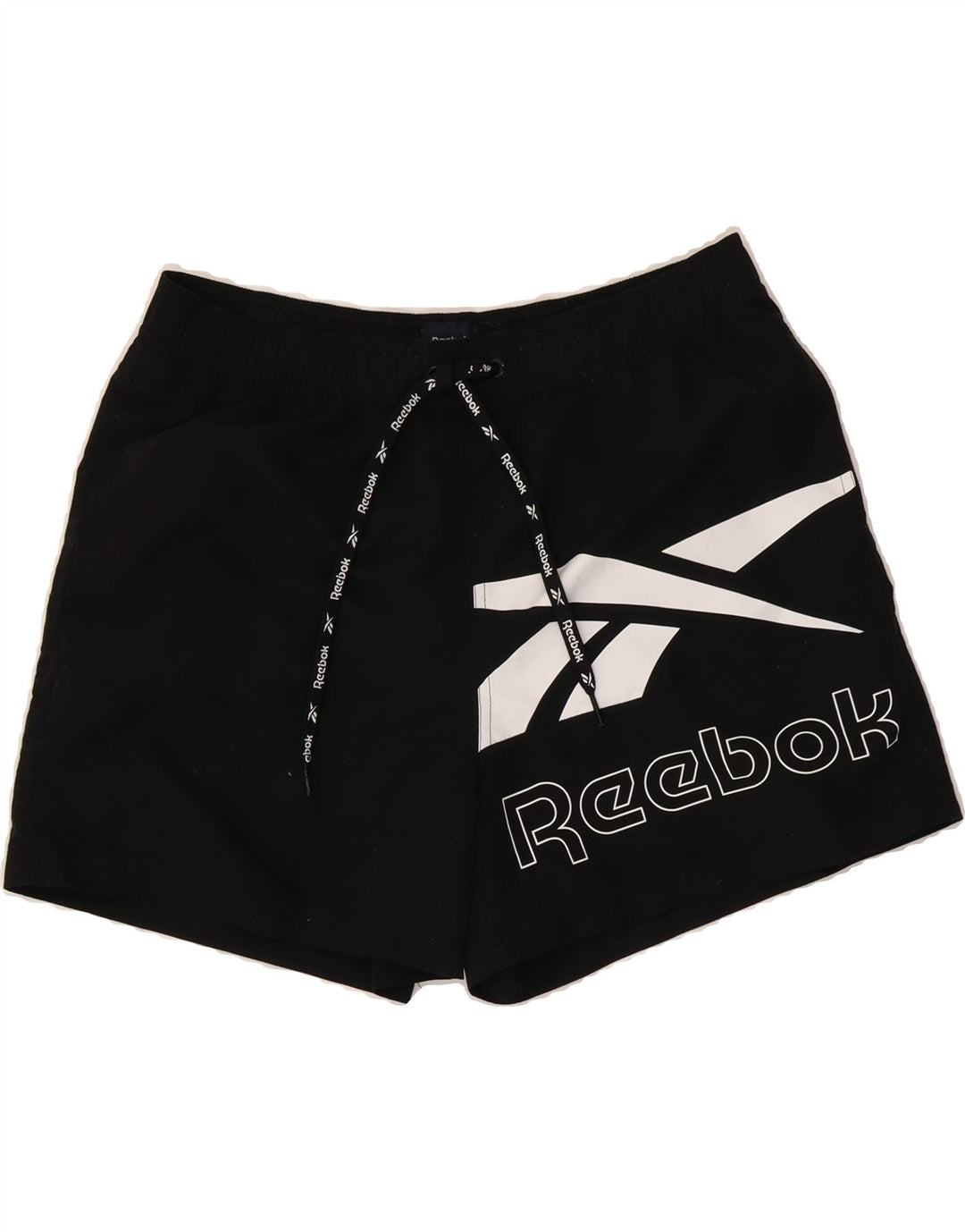 REEBOK Mens Graphic Sport Shorts Medium  Black Polyester Vintage Reebok and Second-Hand Reebok from Messina Hembry 