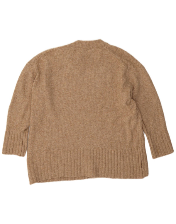 Zara Womens Loose Fit Crew Neck Jumper Sweater UK 14 Medium Beige Acrylic