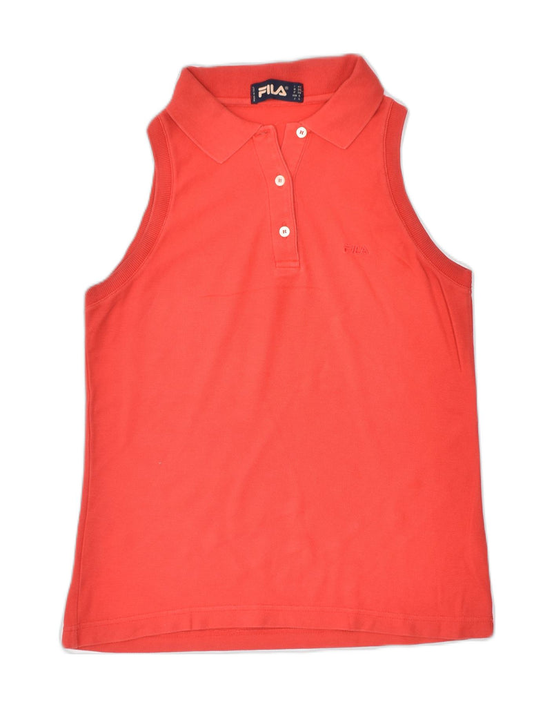 FILA Womens Sleeveless Polo Shirt IT 42 Medium Red Cotton | Vintage | Thrift | Second-Hand | Used Clothing | Messina Hembry 