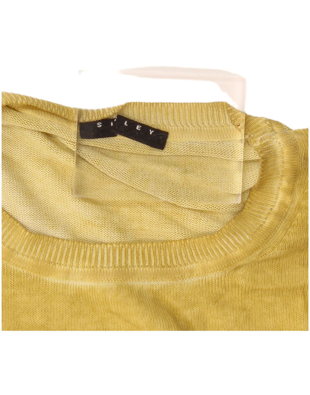 Sisley Womens Crew Neck Jumper Sweater UK 14 Medium Yellow