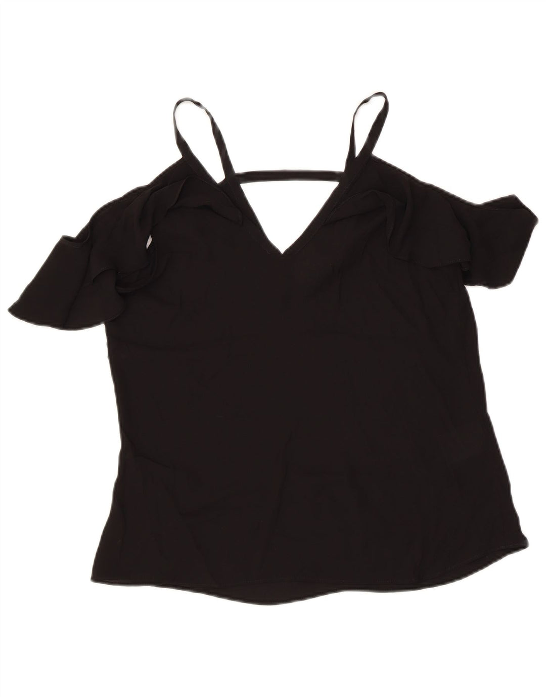 BCBGMAXAZRIA Womens Off Shoulder Top UK 2 2XS Black Polyester