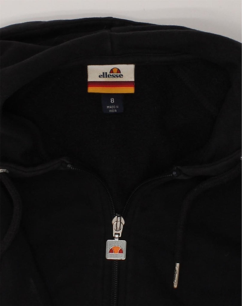 ELLESSE Womens Crop Zip Hoodie Sweater UK 8 Small  Black Cotton | Vintage Ellesse | Thrift | Second-Hand Ellesse | Used Clothing | Messina Hembry 